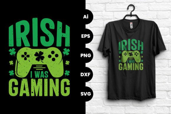 Irish I Was Gaming Vector Graphic Tshirt: A Designer's Playful St. Patrick's Day Asset