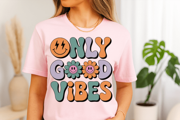 Only Good Vibes Retro Smiley Graphic: Your Go-To Groovy Asset